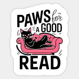 Paws for a Good Read | Funny Cat reading book Sticker